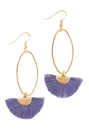 Product shot of the Caprioska Tassel Earrings in colour BlueSmoke (Blue), from the front