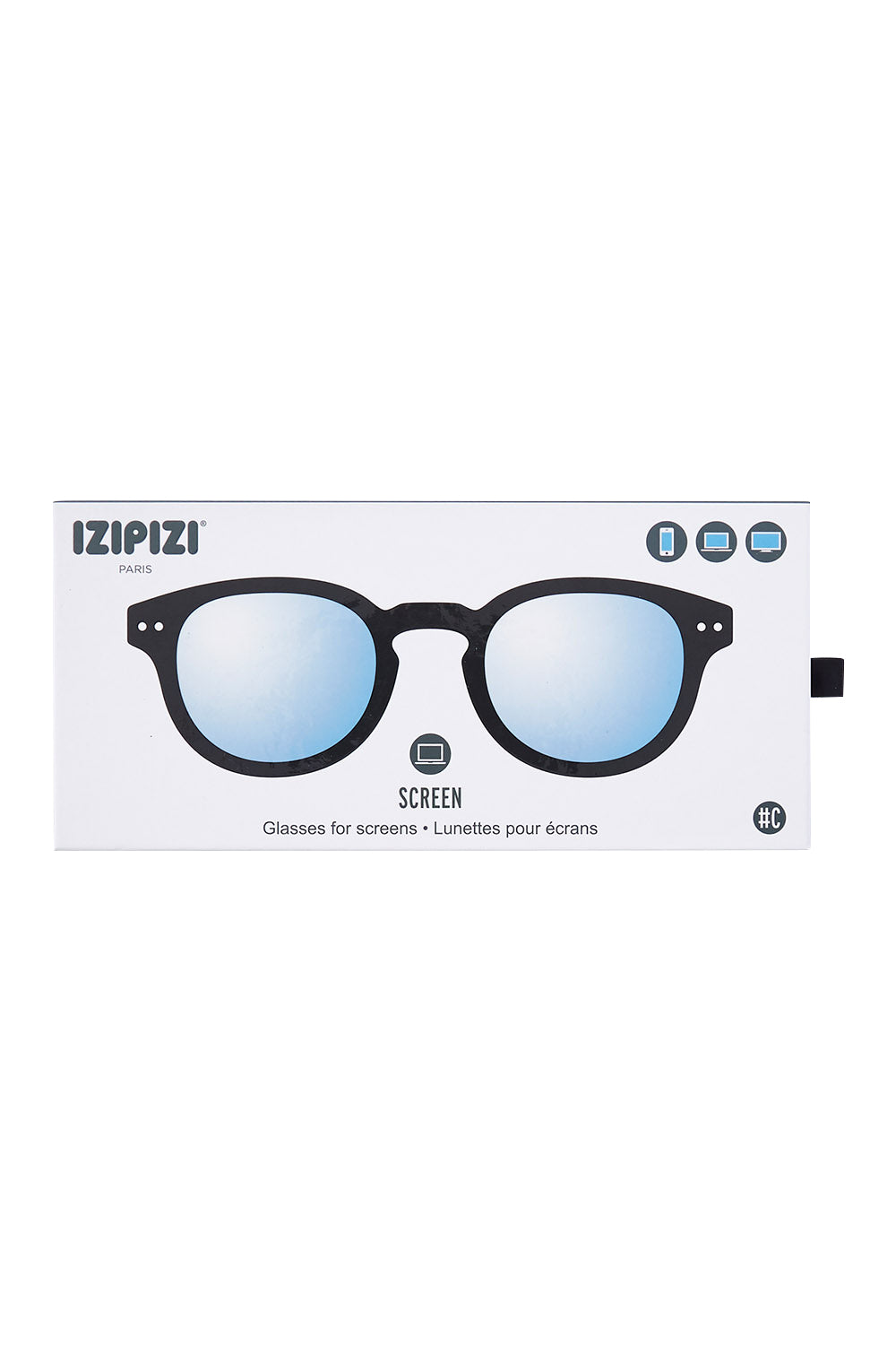 Product shot of the Blue Light Filter Rectangular Reading Glasses in colour Black (Black), detail