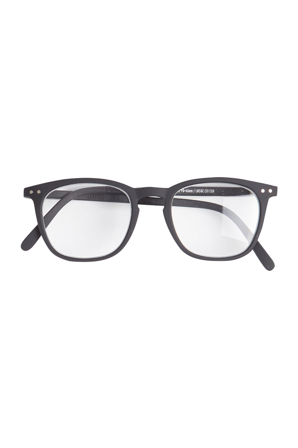 Product shot of the Blue Light Filter Rectangular Reading Glasses in colour Black (Black), from the front