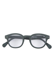 Product shot of the Square Reading Glasses in colour Khakigreen (Green), from the front