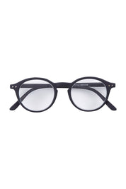 Product shot of the D Round Reading Glasses in colour Black (Black), from the front