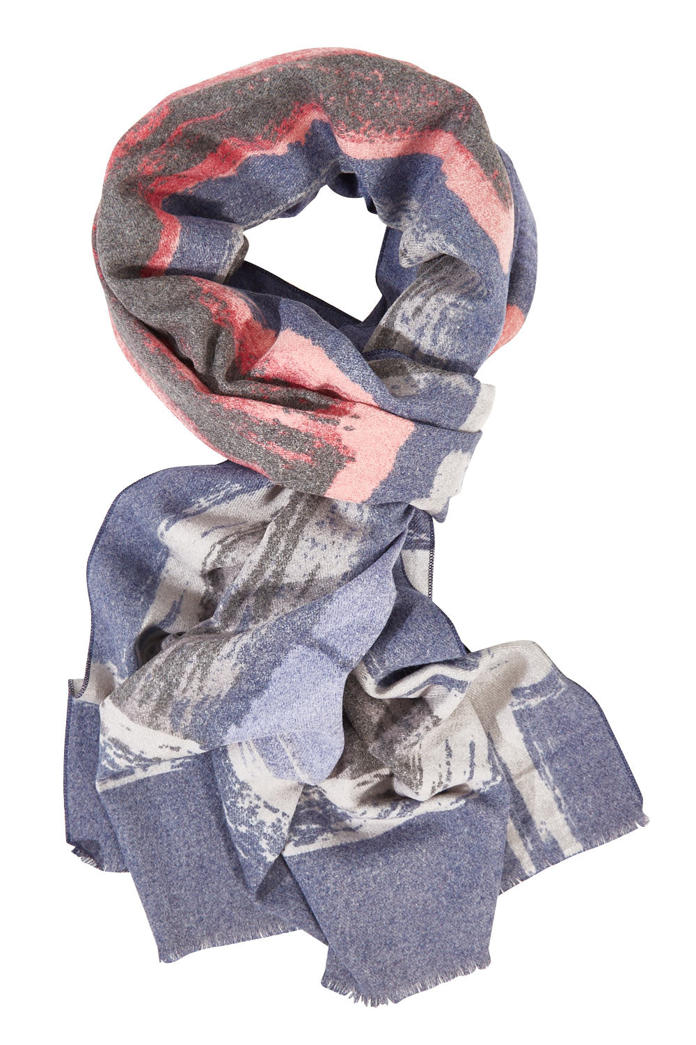 Product shot of the Brushed Cotton Scarf in colour BlueGrey (Blue), from the front