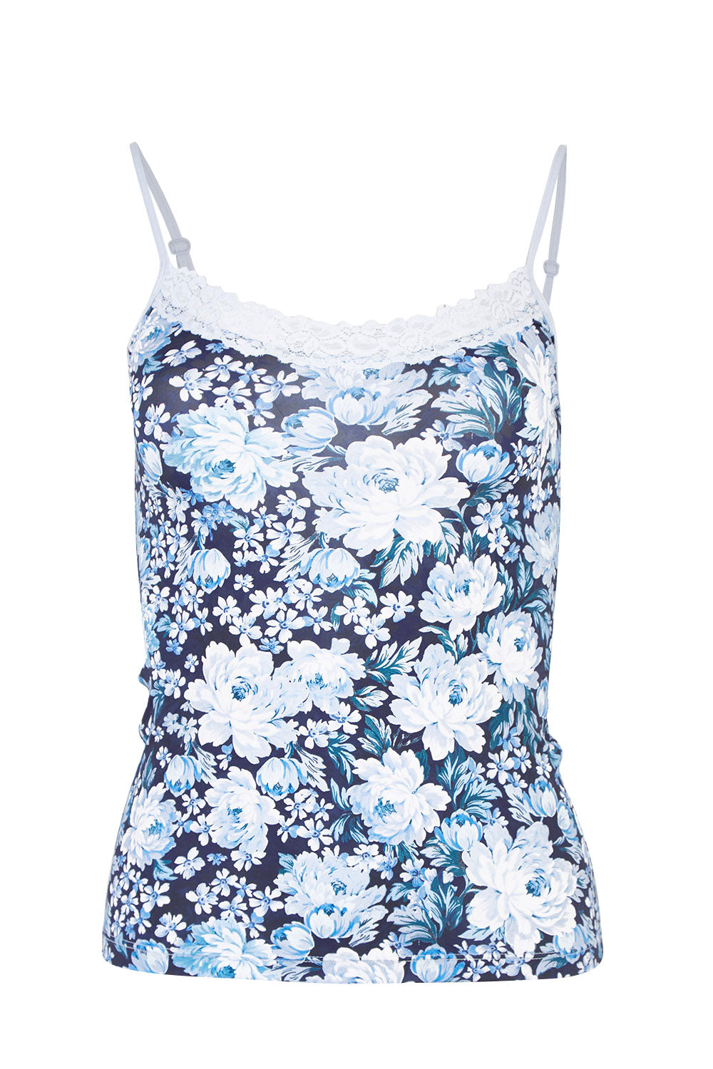 Product shot of the Parisienne Classic Cami in colour Grannychic (Blue), from the front