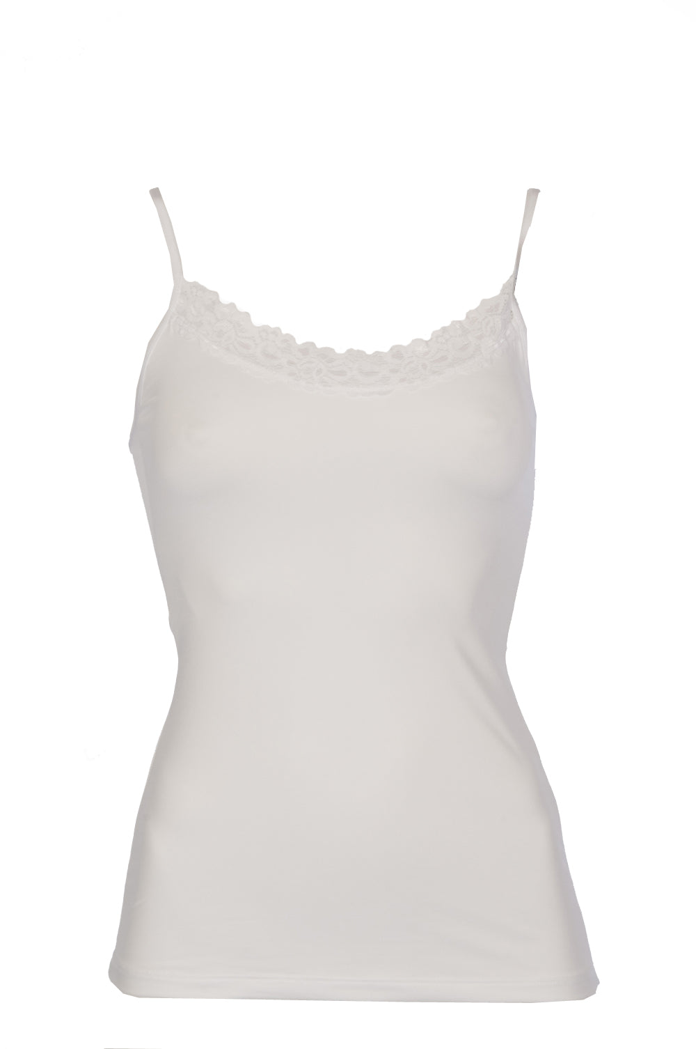 Product shot of the Parisienne Classic Cami in colour White (White), from the front