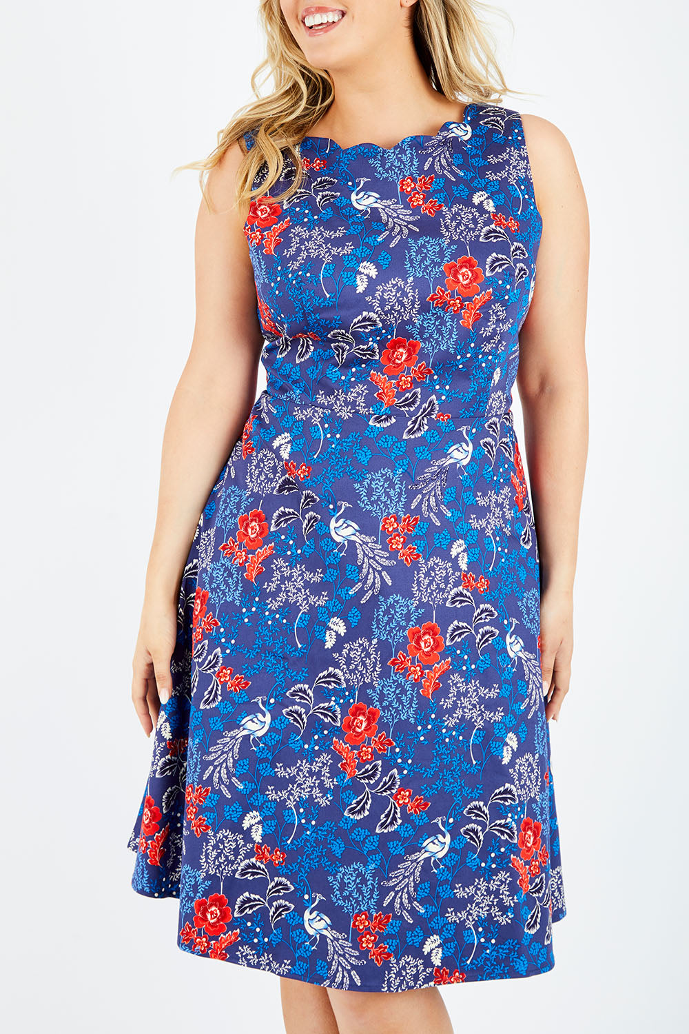 Preloved Vintage Peacock Dress - Navymulti