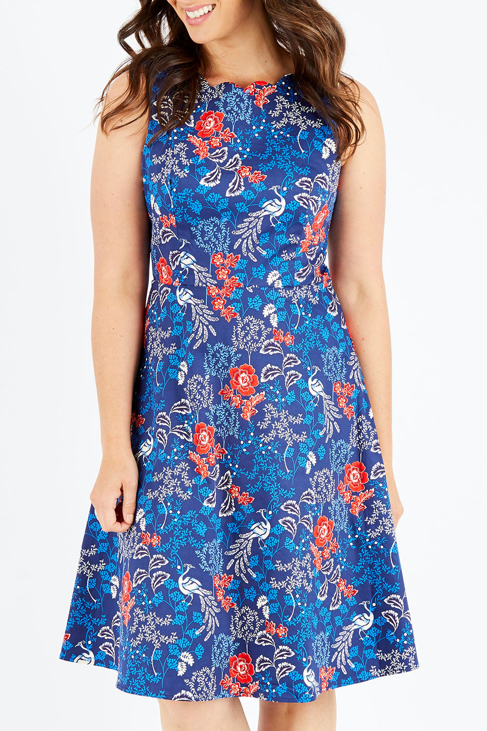 Preloved Vintage Peacock Dress - Navymulti