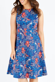 Preloved Vintage Peacock Dress - Navymulti