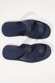 A model wearing the Ara Strap Sandal in colour Frnavy (Blue), from the front, showing the whole outfit
