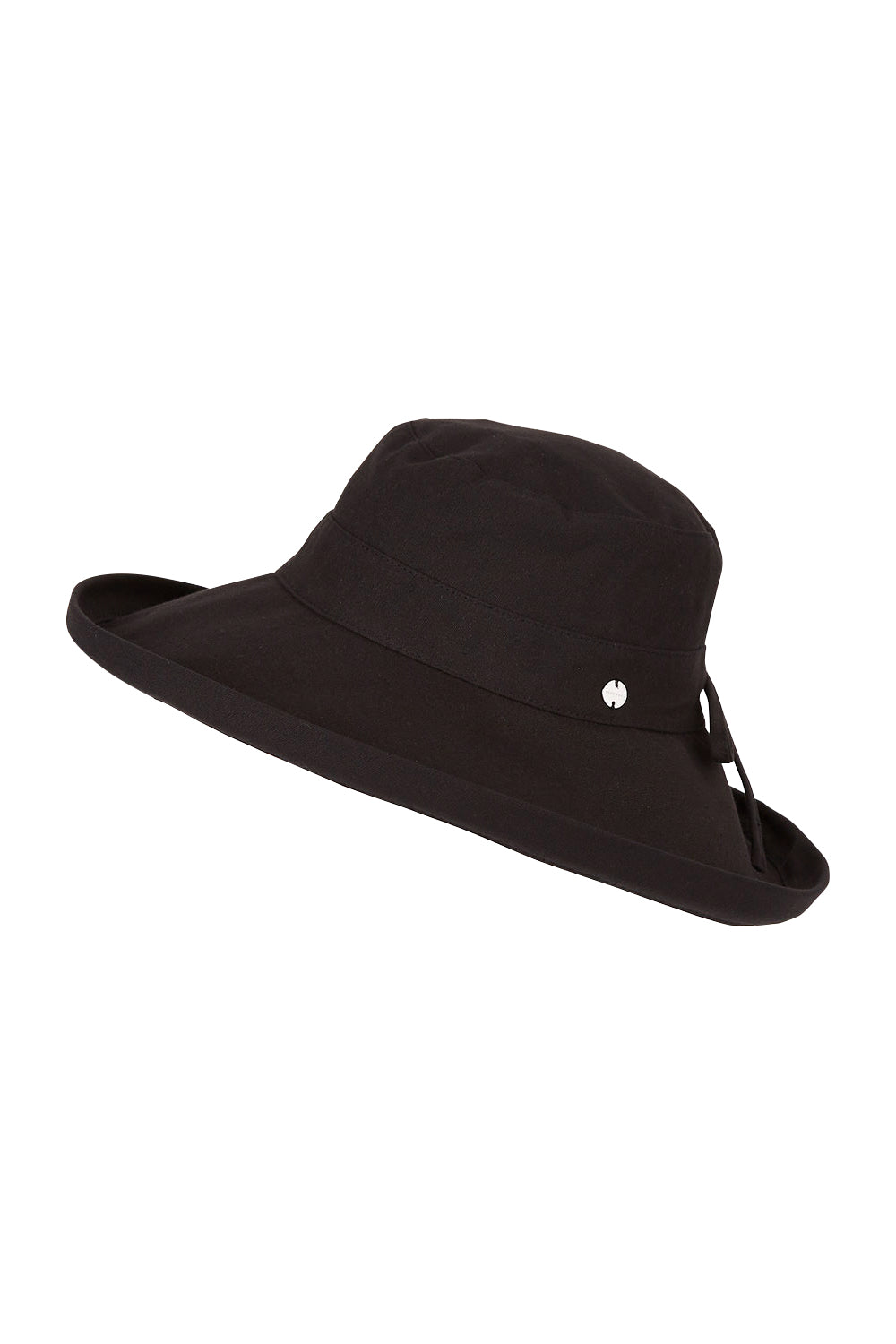 Product shot of the Ladies Upturn Noosa Hat in colour Black (Black), from the front