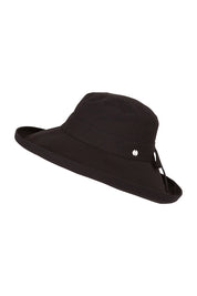 Product shot of the Ladies Upturn Noosa Hat in colour Black (Black), from the front