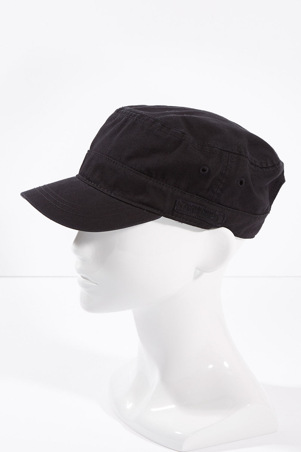 A model wearing size OneSize of the Marley Mao Cap in colour Black (Black), from the front, showing the whole outfit