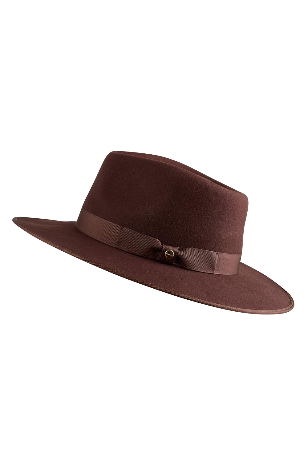 Product shot of the Tara Wool Fedora - Chocolate in colour Chocolate, from the front