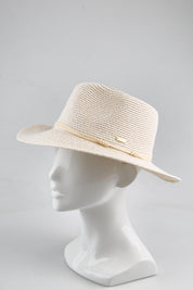 Model Genericm wearing size sample of the Canwell Packable Safari Hat - Sand in colour Sand, from an angle