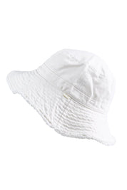 Product shot of the Sunny Bay Floppy Hat - White in colour White, from the front