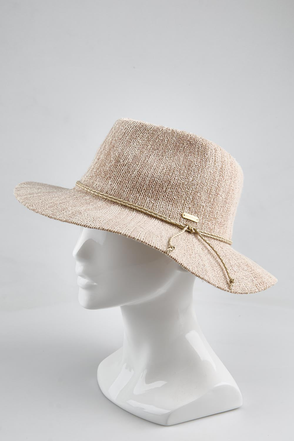 Model Genericm wearing size sample of the Sadie Safari Hat - Natural in colour Natural, from an angle