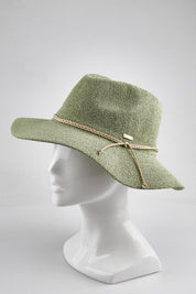 Model Genericm wearing size sample of the Sadie Safari Hat - Sage in colour Sage, from an angle
