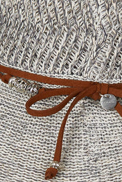 Product shot of the Scarlett Wide Brim Hat in colour GreyMarle (Grey), detail