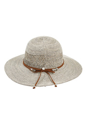Product shot of the Scarlett Wide Brim Hat in colour GreyMarle (Grey), detail