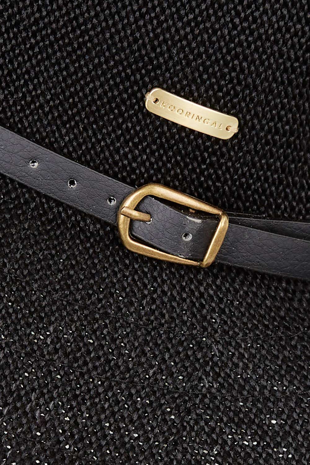 Product shot of the Leslie Wide Brim Hat in colour Black (Black), detail