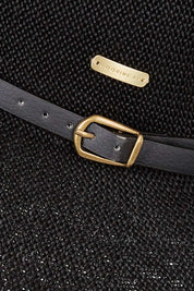Product shot of the Leslie Wide Brim Hat in colour Black (Black), detail