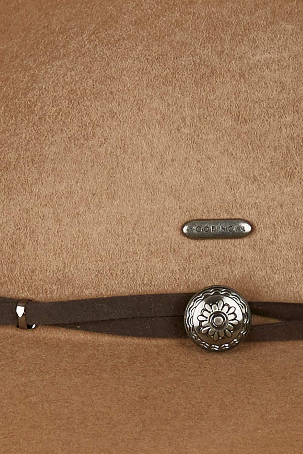 Product shot of the Matilda Mid Brim in colour Chocolate, detail