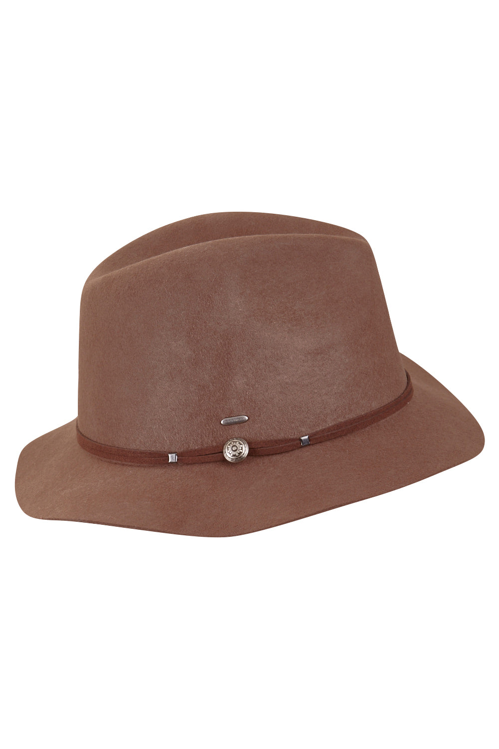 Product shot of the Matilda Mid Brim in colour Chocolate, from the front