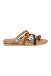 Product shot of the Kalua Slip On Slides in colour Tanblack (Black), from the front