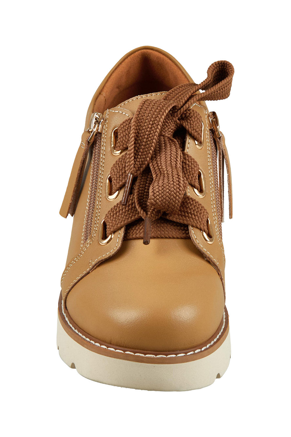 Product shot of the Newton Leather Lace Up in colour L - Camel, detail