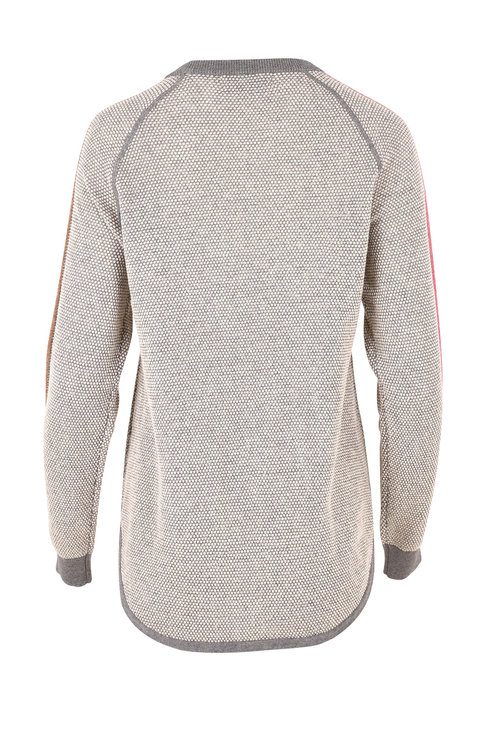 Product shot of the Waffle Lambswool Crew in colour Marl (Grey), from the back