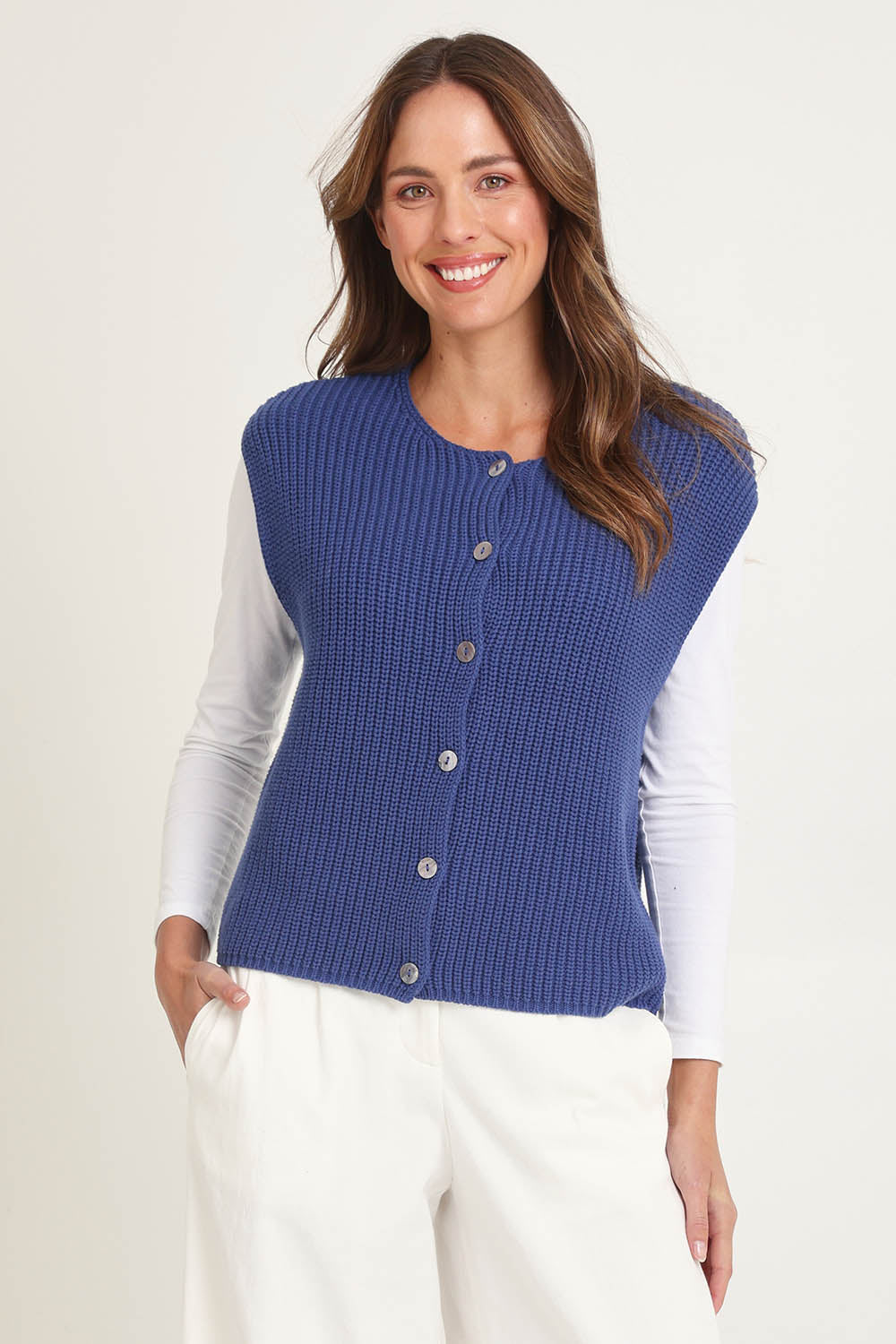 Ribbed Cotton Vest – Bluebell