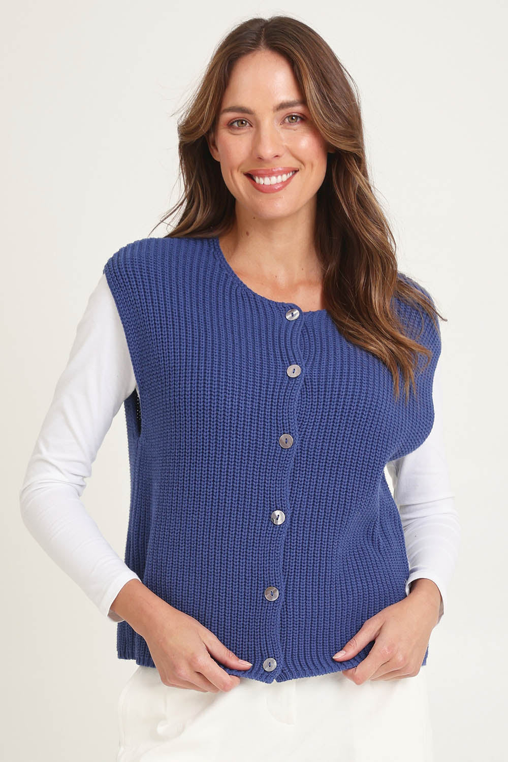 Ribbed Cotton Vest – Bluebell