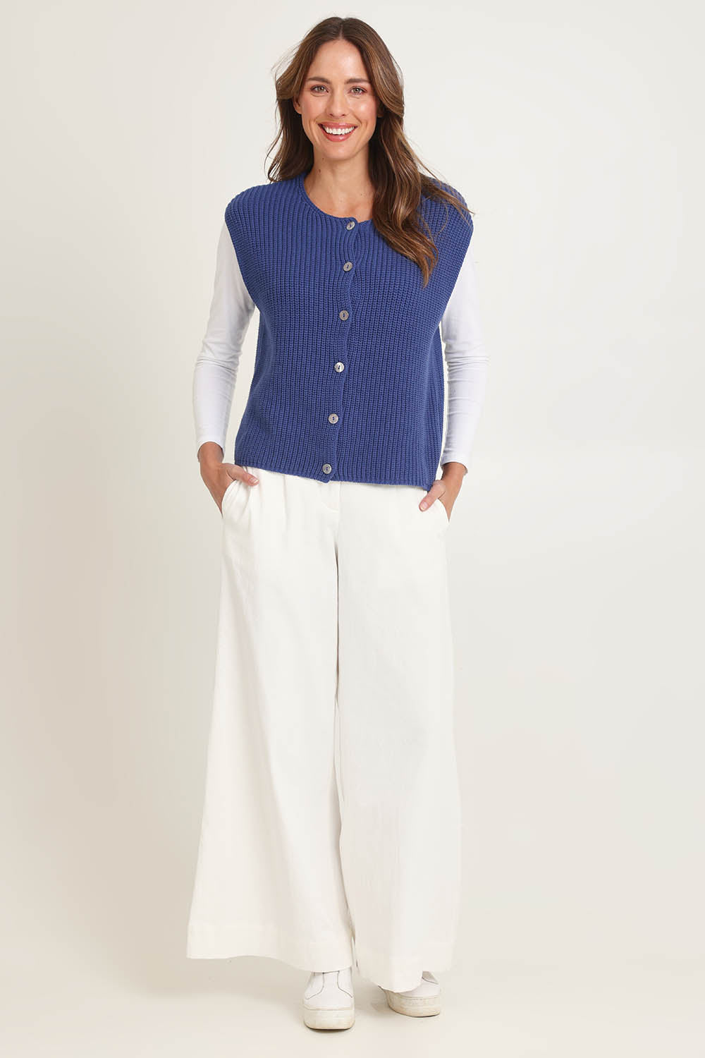 Ribbed Cotton Vest – Bluebell