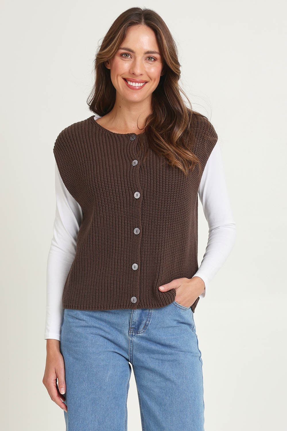 Ribbed Cotton Vest – Dkbrown