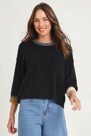 Trim Detail Wool Blend Jumper – Black