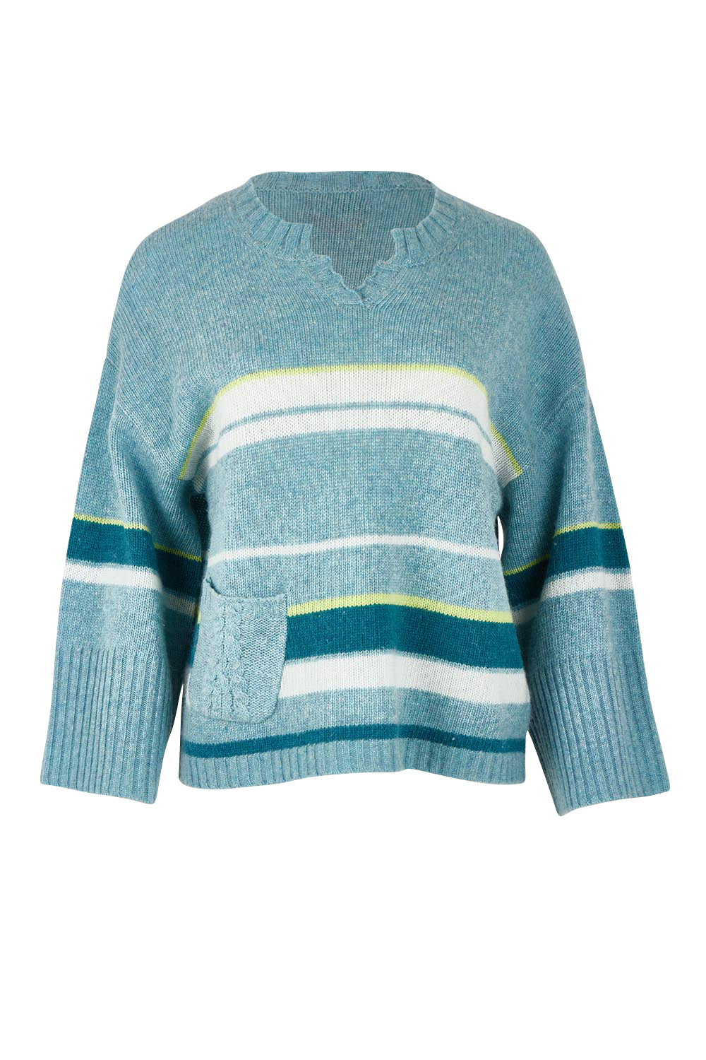 Crop Stripe Wool Blend Jumper – Seafoam