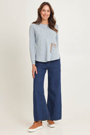Pocket Detail Wool Blend Jumper – Sky