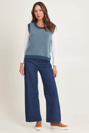 Pattern Wool Cotton Blend Vest – Seafoam