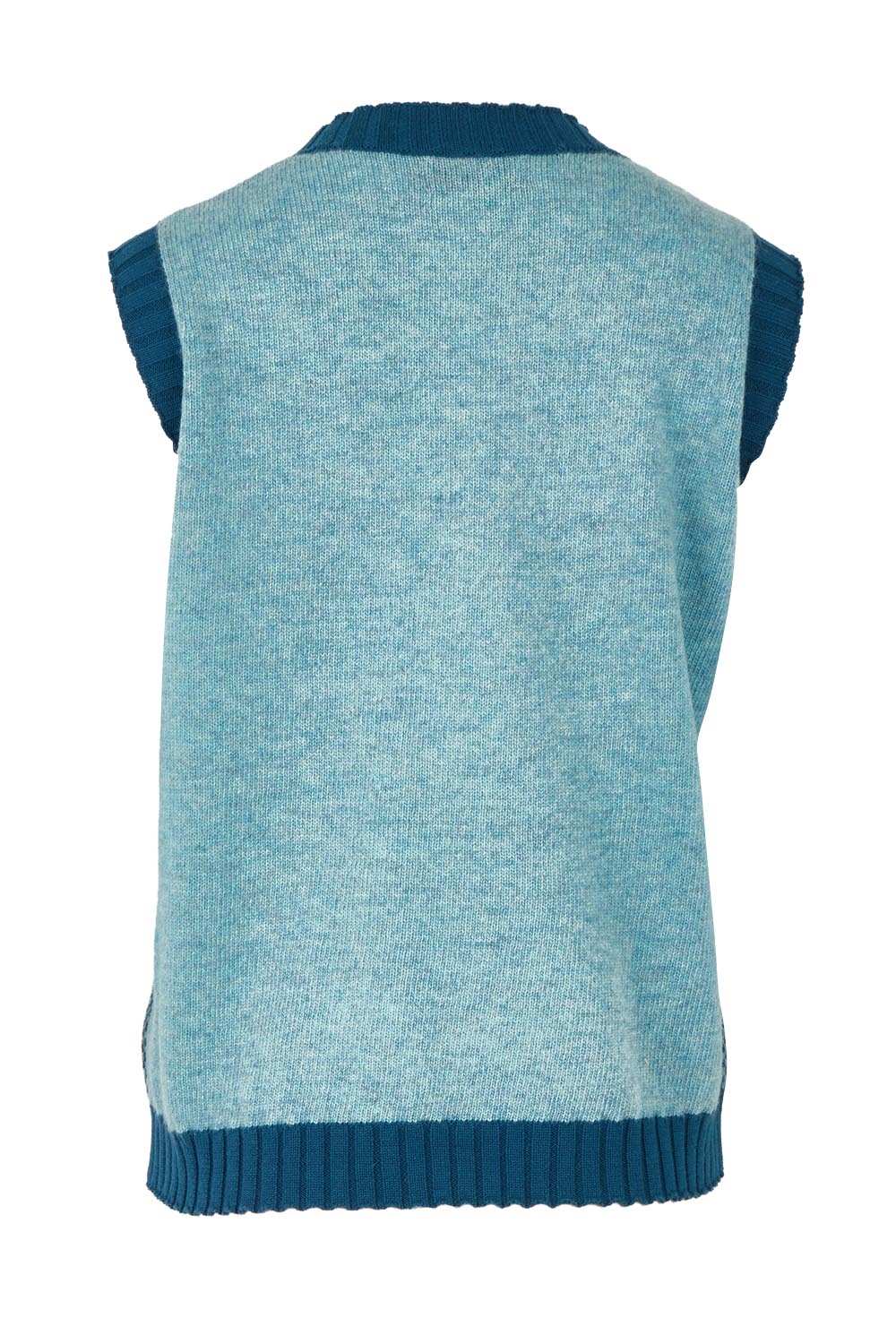 Pattern Wool Cotton Blend Vest – Seafoam
