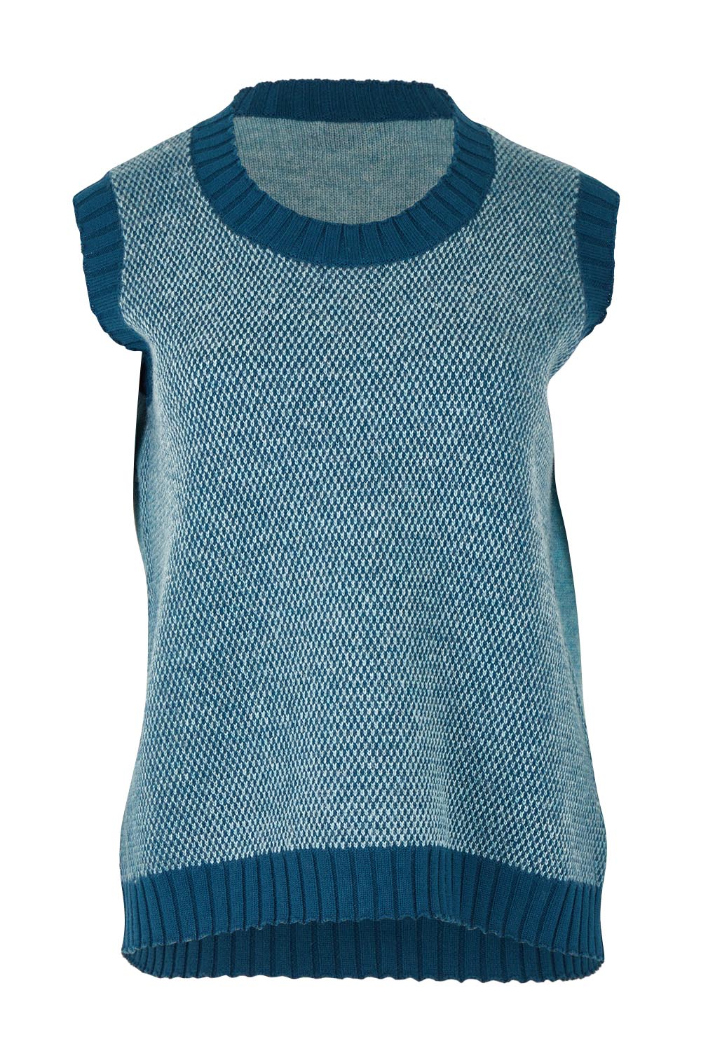 Pattern Wool Cotton Blend Vest – Seafoam