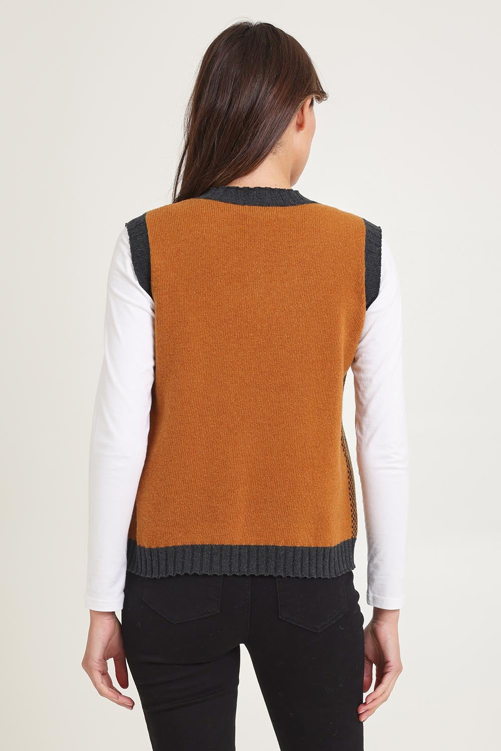 Pattern Wool Cotton Blend Vest – Toffee