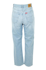 Product shot of the Riders Hi Straight Leg Jean in colour Fadedblue (Blue), from the back