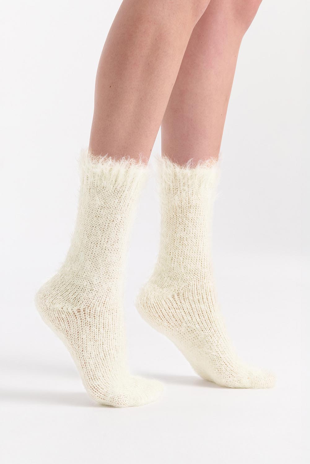 Furry Plush Sock - Cream