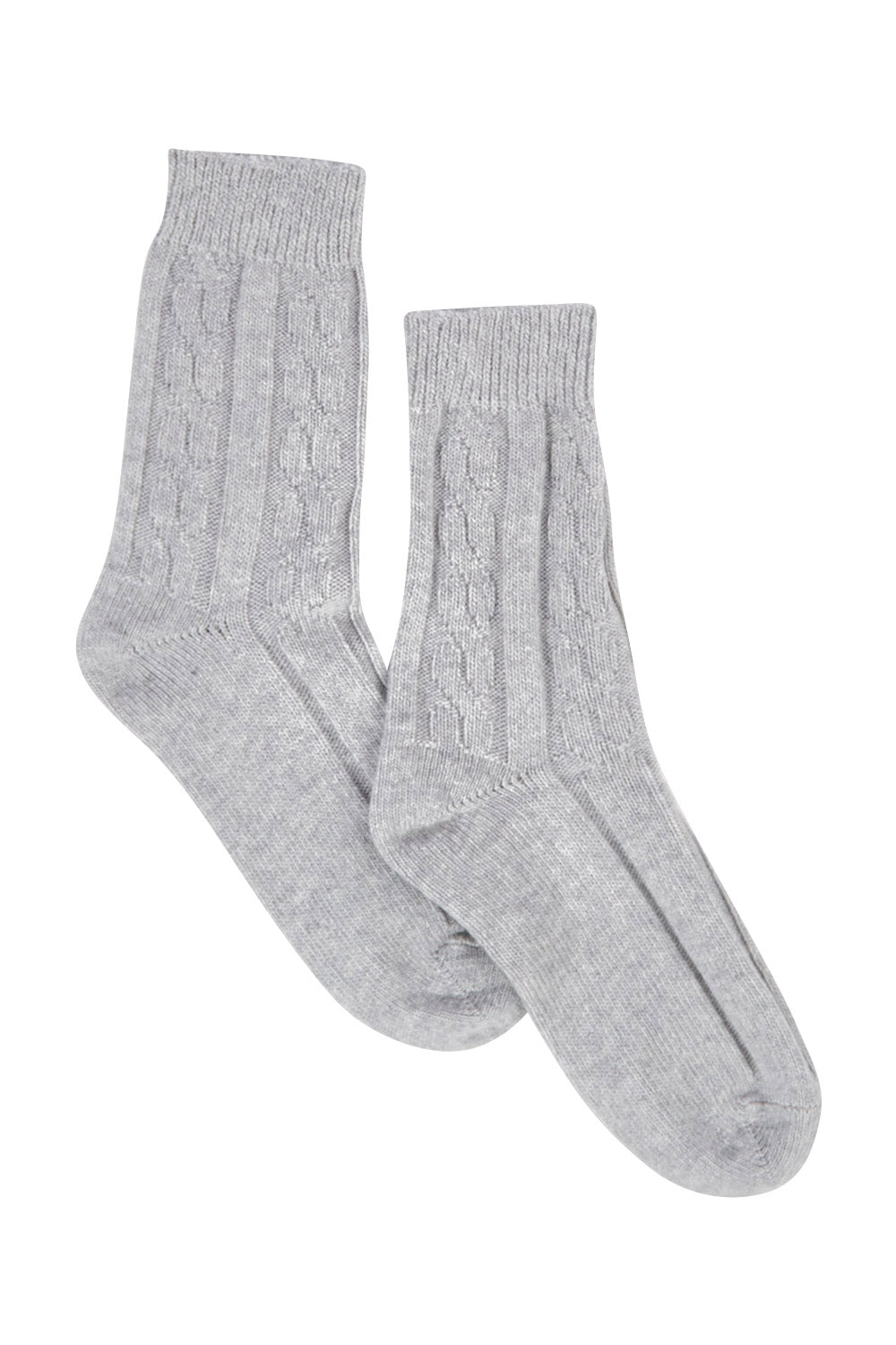 Product shot of the Nina Cable Crew Sock in colour GreyMarle (Grey), from the front
