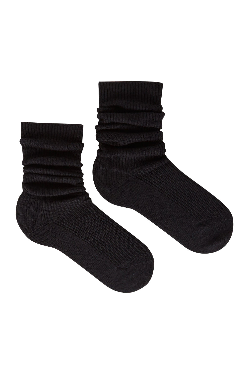 Product shot of the Slouchy Sock in colour Nero (Black), from the front