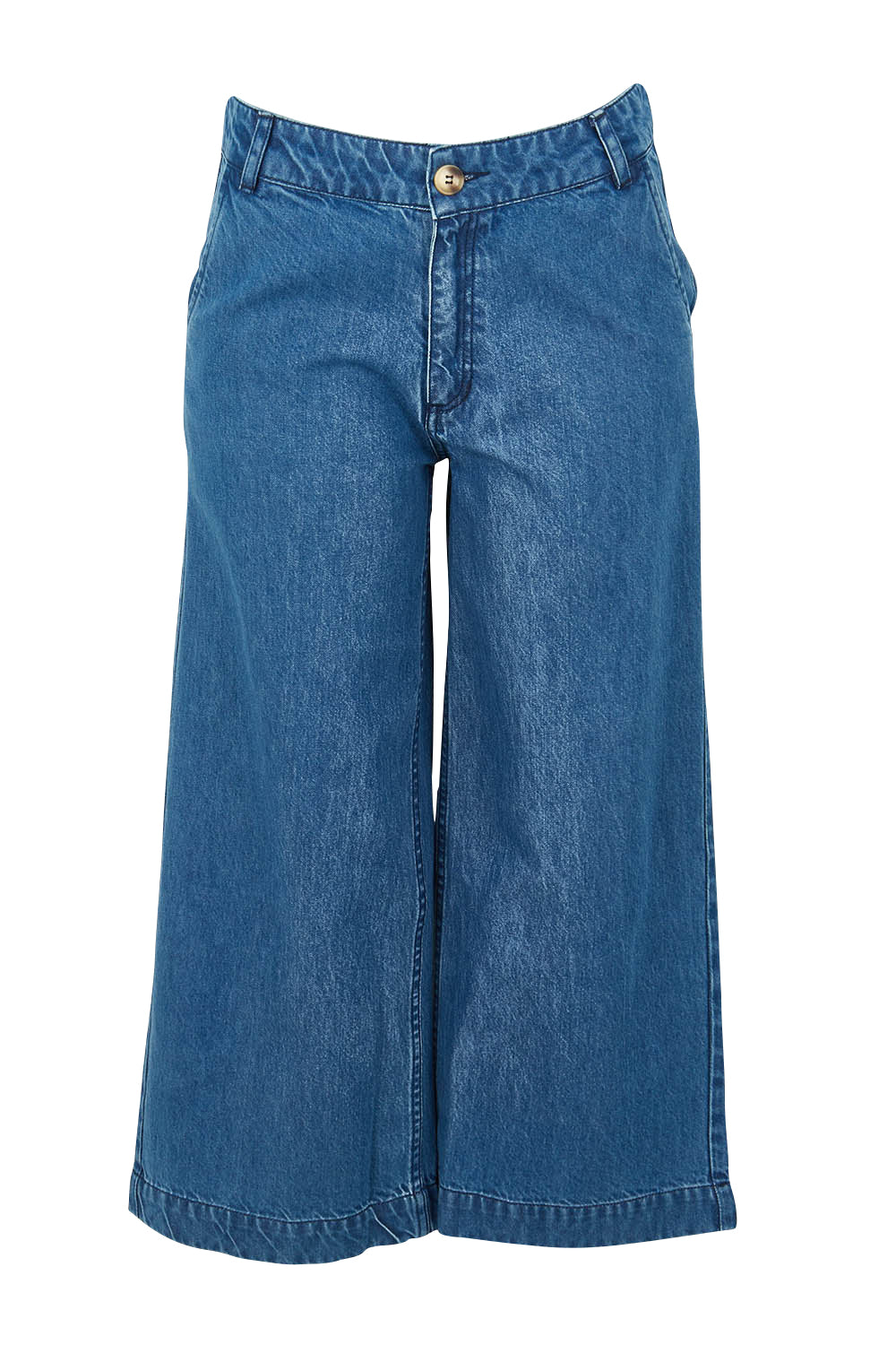 Product shot of the Ruby Crop Jeans in colour Denim (Blue), from the front