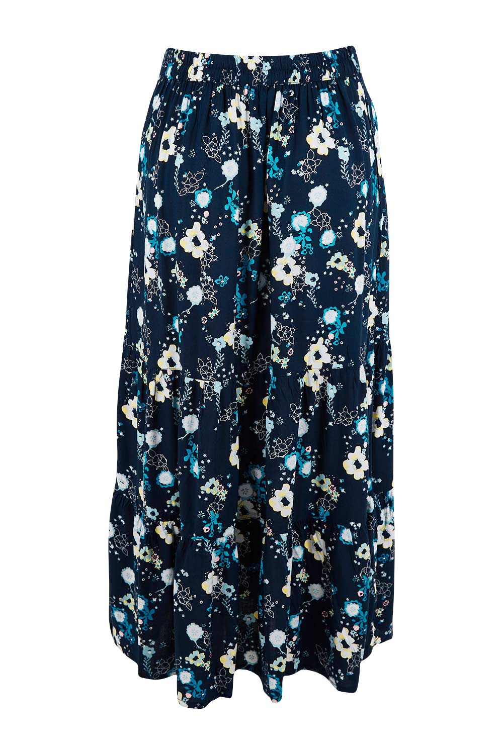 Product shot of the Frome Skirt in colour Navy (Blue), from the back