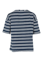 Product shot of the Blockley Top in colour Navy (Blue), from the back