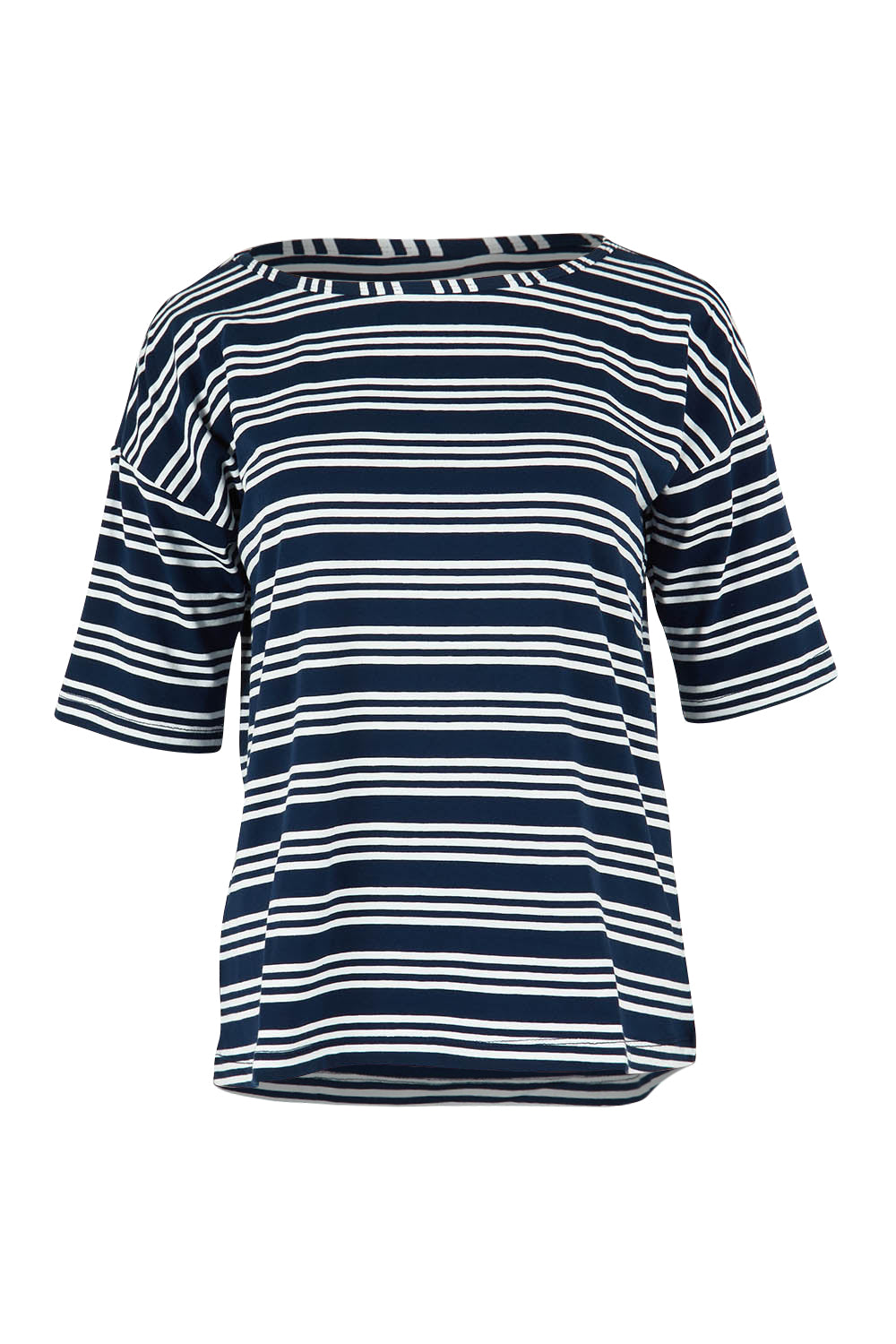 Product shot of the Blockley Top in colour Navy (Blue), from the front
