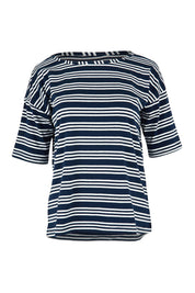 Product shot of the Blockley Top in colour Navy (Blue), from the front