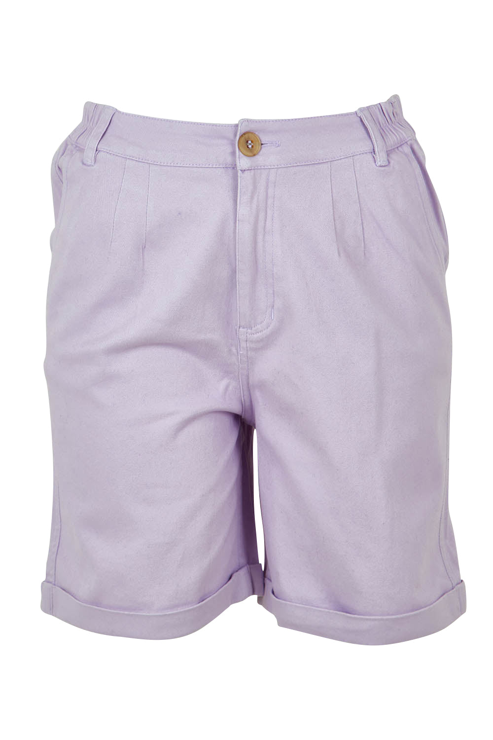 Product shot of the Marine Twill Short in colour Lavender (Purple), from the front